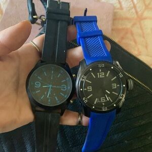 Black and Blue Men's Watches Set